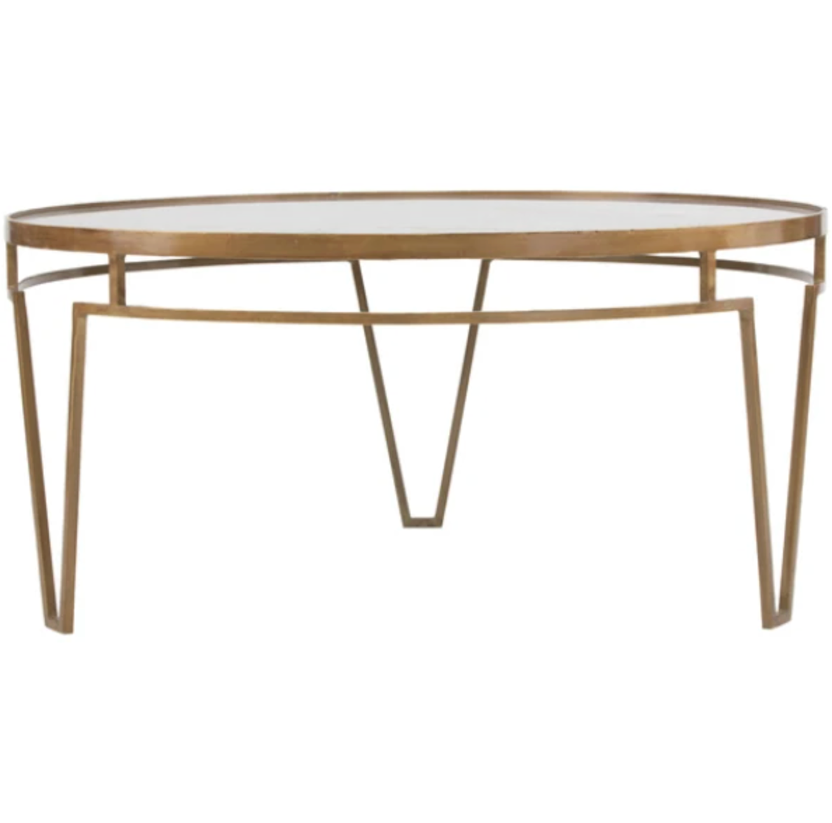 Madrid Coffee Table – Round Taupe Marble / Antique Gold