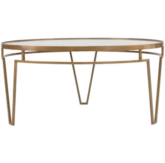 Madrid Coffee Table – Round Taupe Marble / Antique Gold