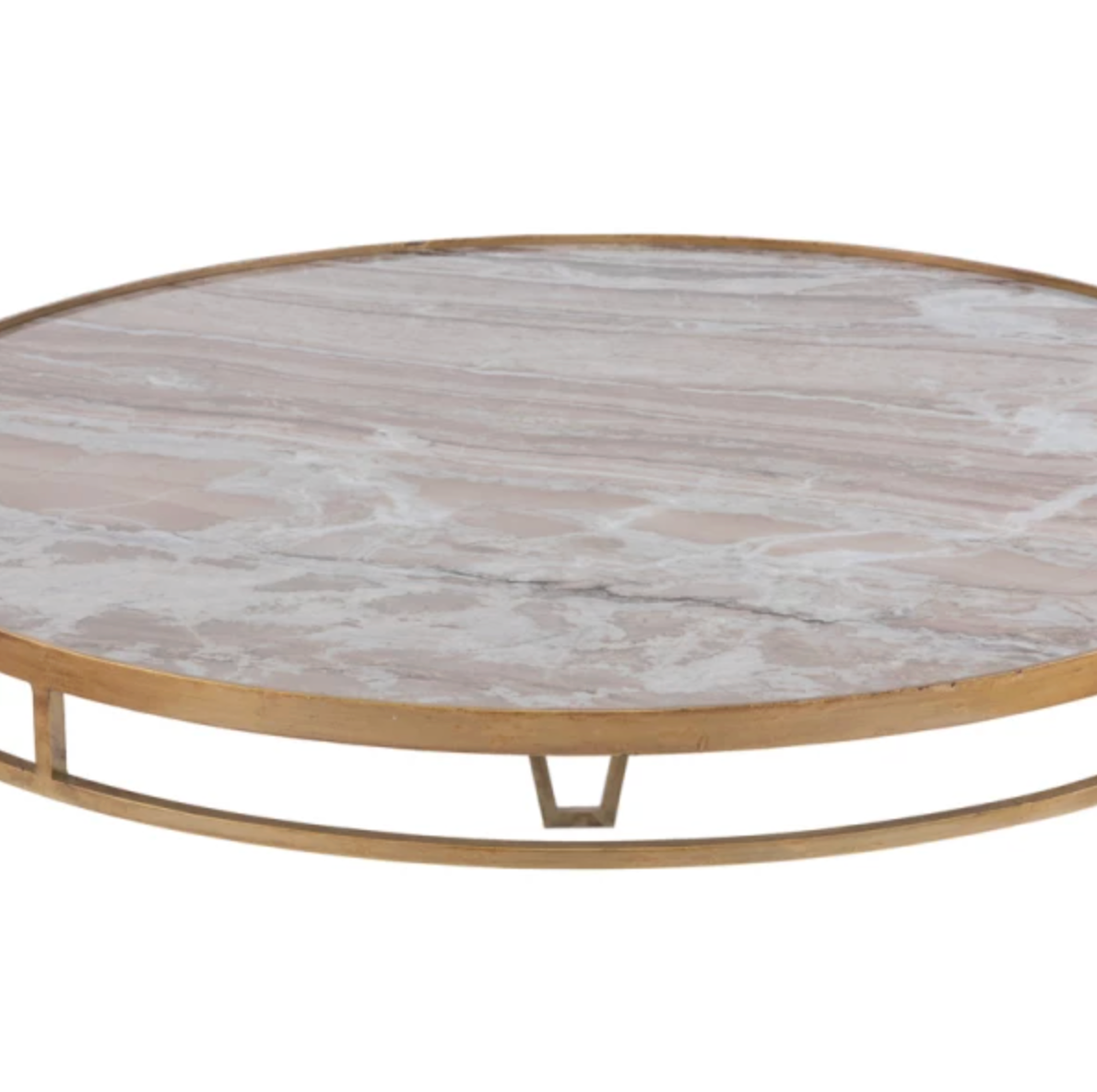 Madrid Coffee Table – Round Taupe Marble / Antique Gold