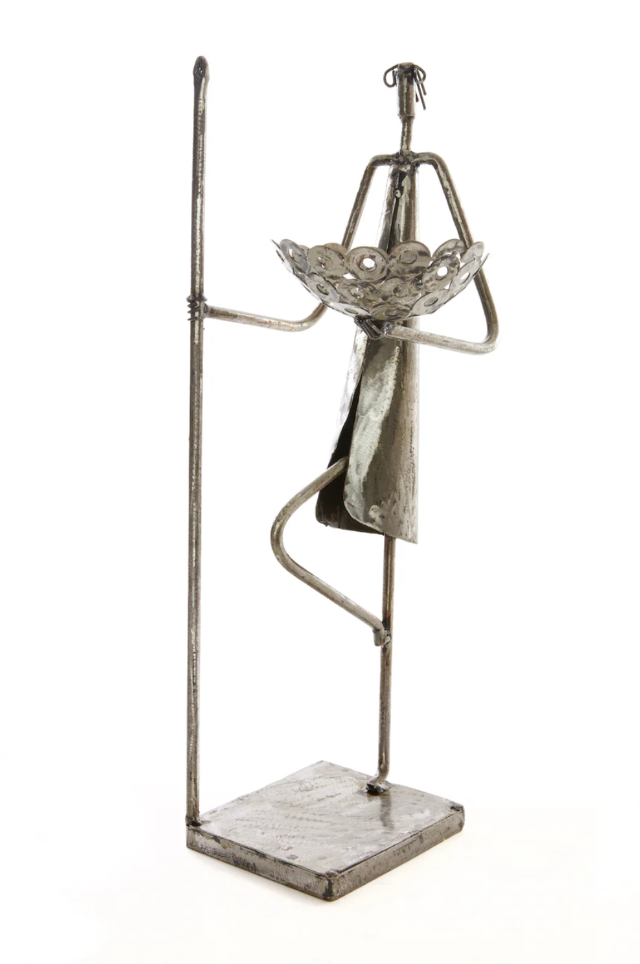 Recycled Metal Warrior Bowl Sculpture