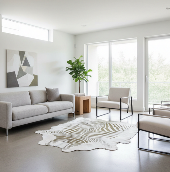 Stenciled Moss Green Zebra On White