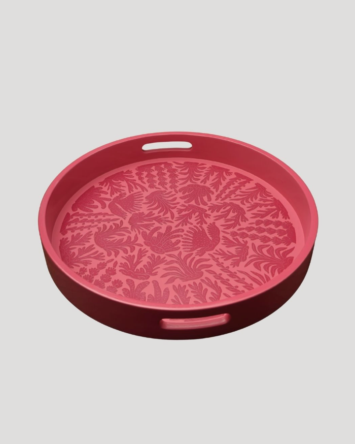 Round Serving Tray "El Mar" Pink