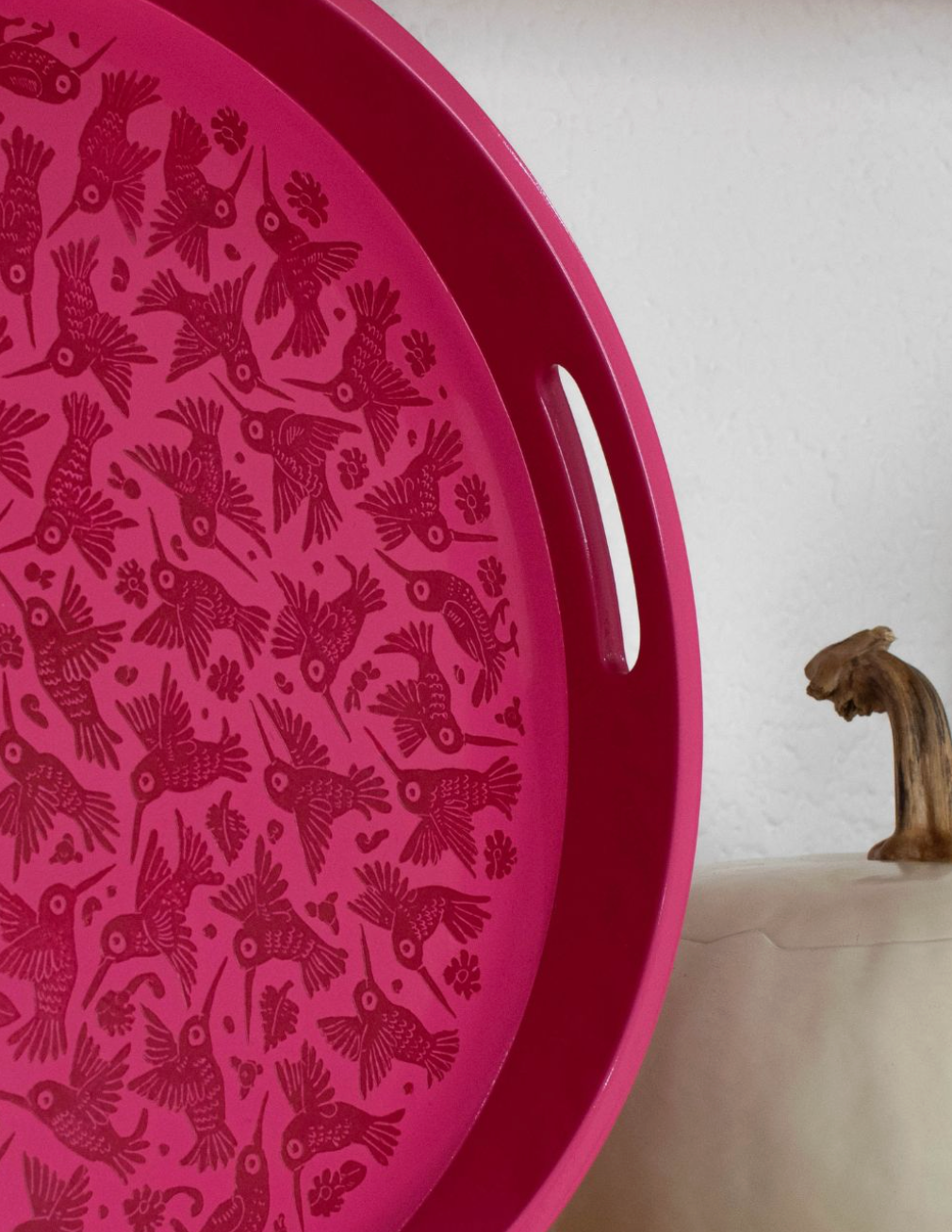 Round Serving Tray "El Mar" Pink