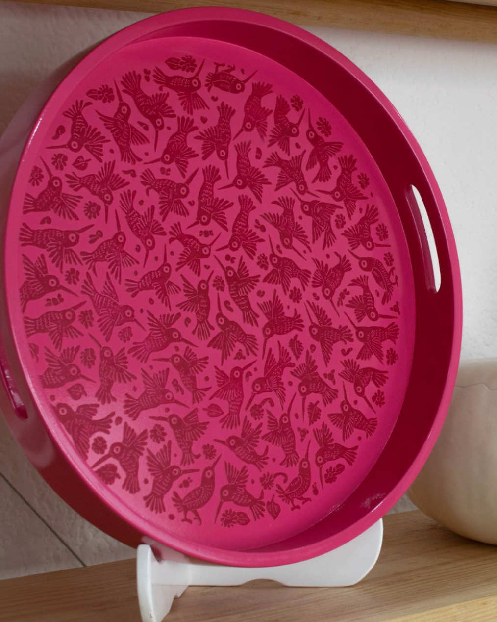 Round Serving Tray "El Mar" Pink