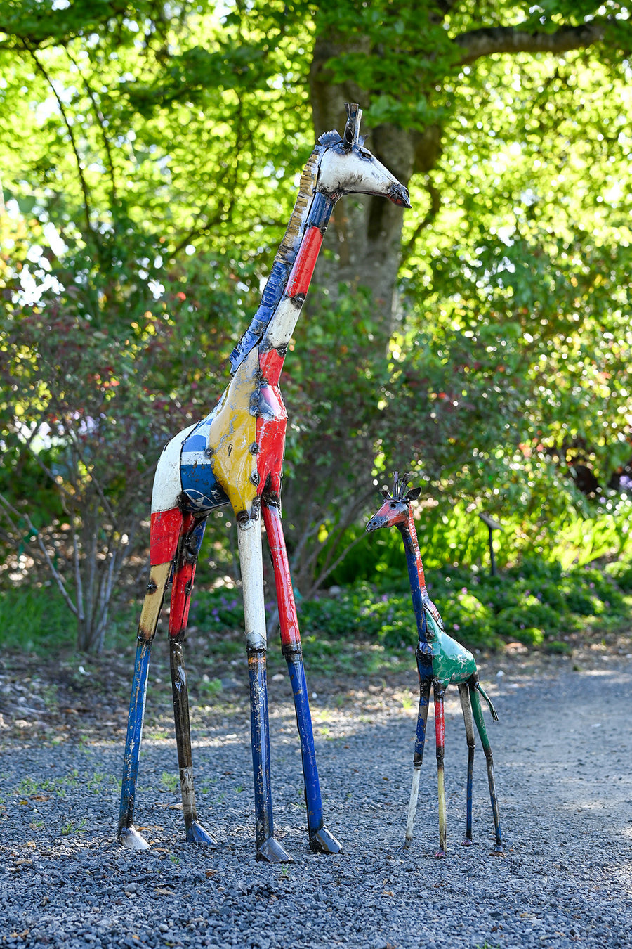 Colorful Oil Drum Recycled Giraffe