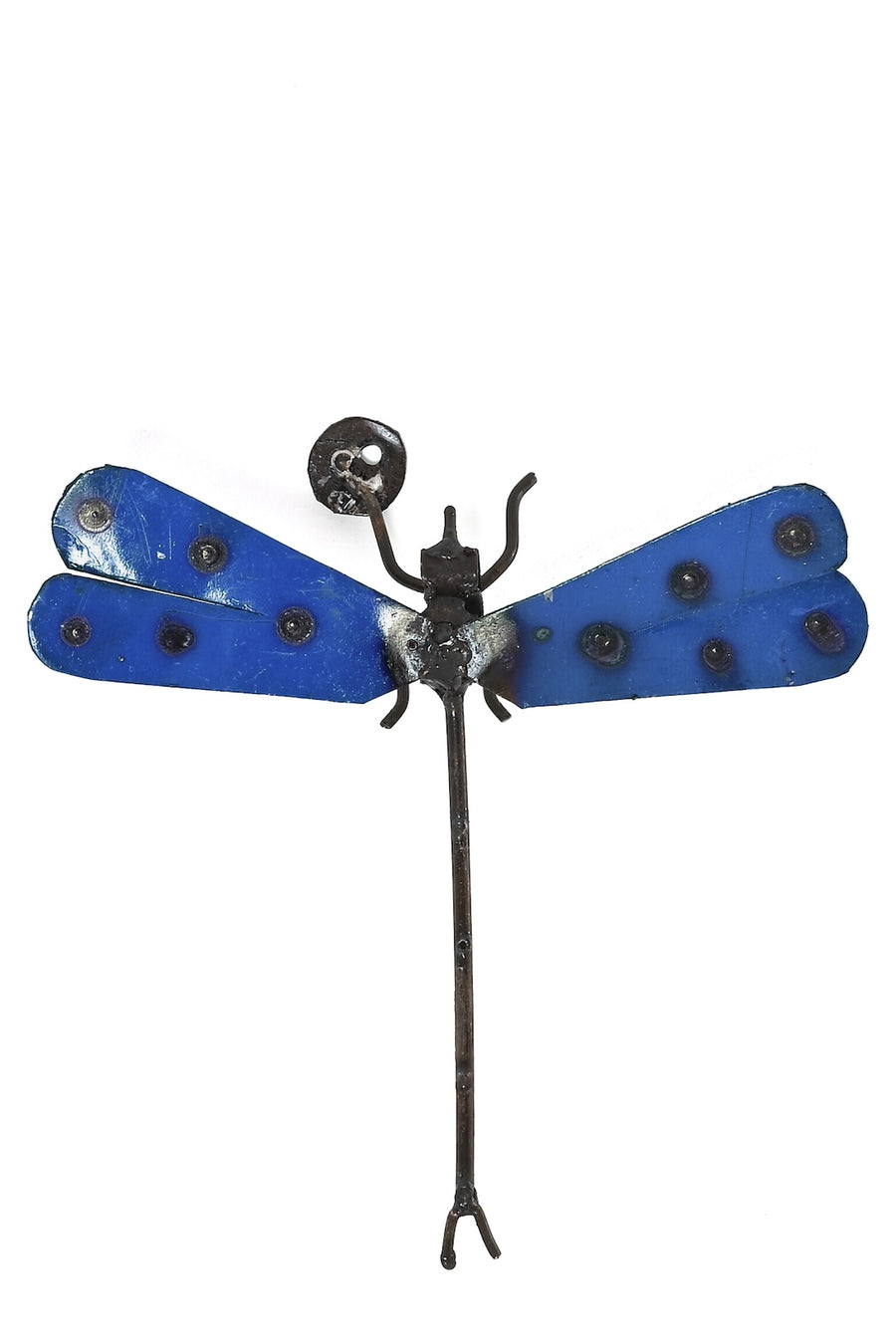 Blue Recycled Metal Dragonfly