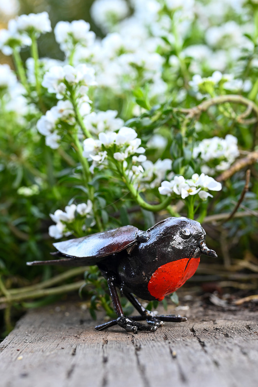 Colorful Recycled Metal Robin Sculptures