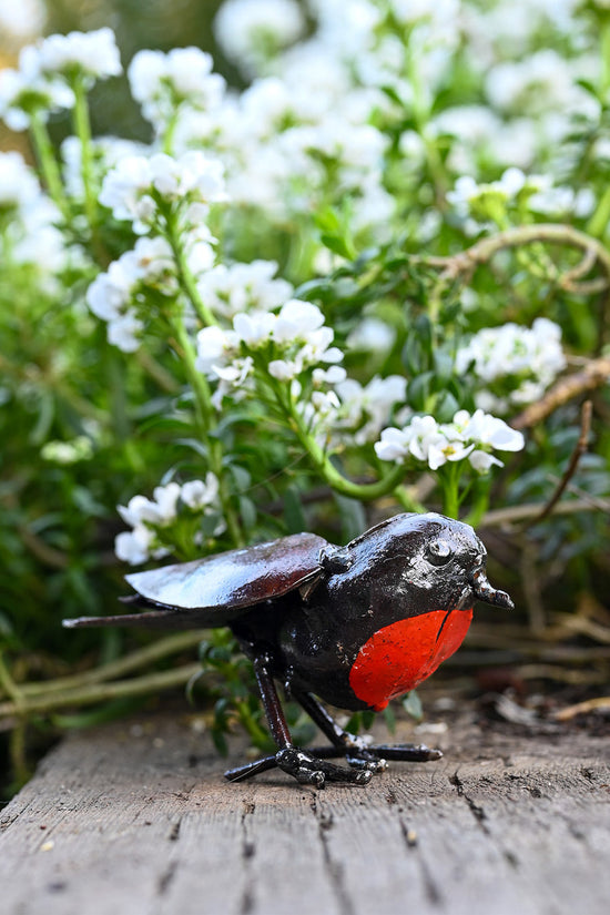 Colorful Recycled Metal Robin Sculptures