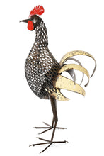 Load image into Gallery viewer, Recycled Metal Mesh Strutting Rooster Sculpture
