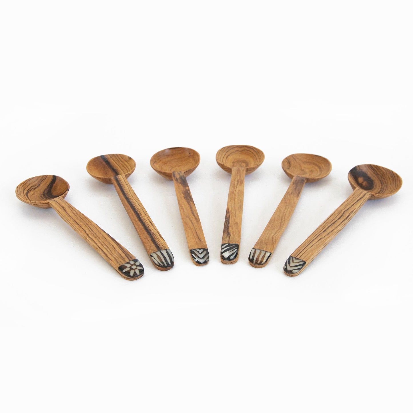 Olive Wood Coffee Scoop with Inlay Batik Bone Accent