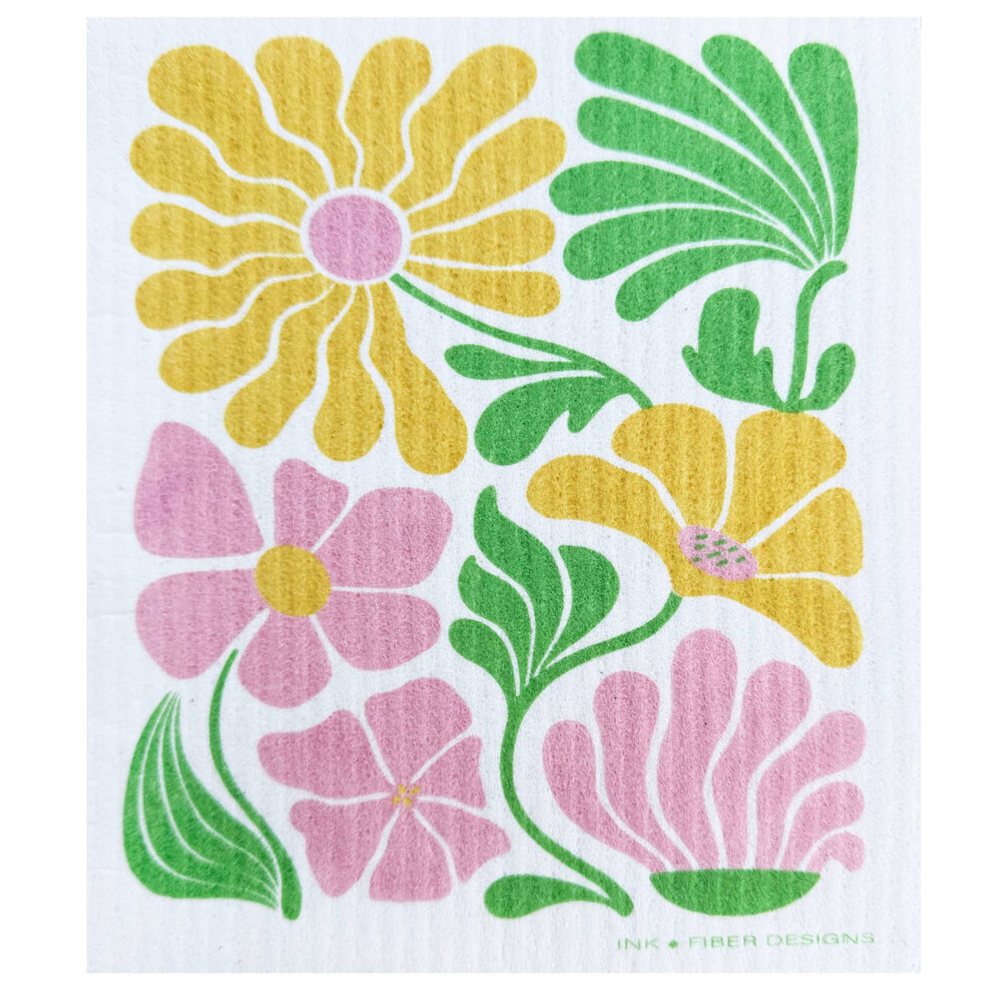Large Floral Swedish Dishcloth