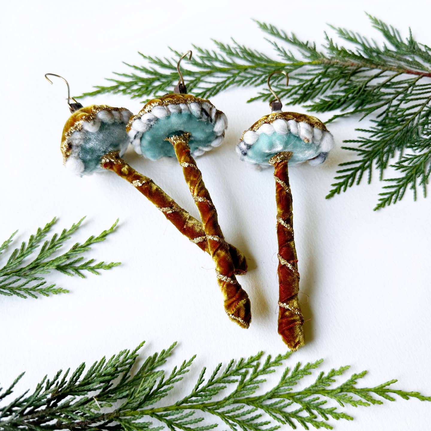 Glitter Mushroom Ornament - Bronze Velvet