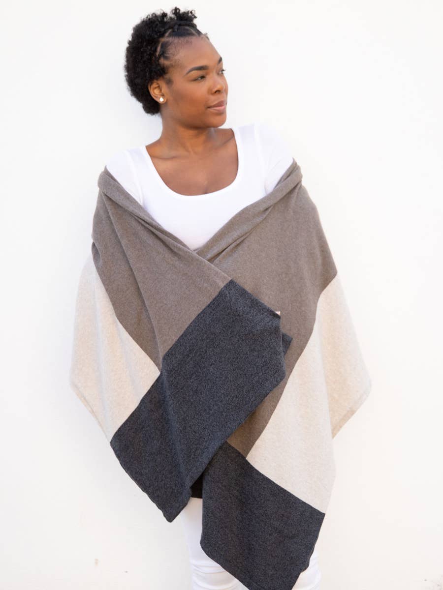 Dreamsoft Organic Cotton Travel Scarf - Brownstone Colorblock