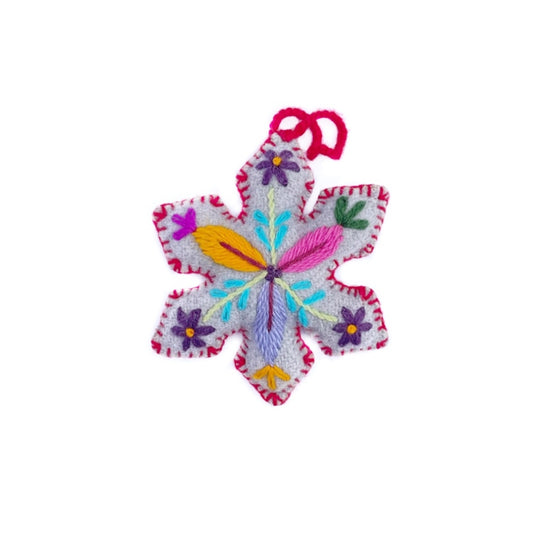 Colorful Embroidered Pointed Snowflake Christmas Ornament