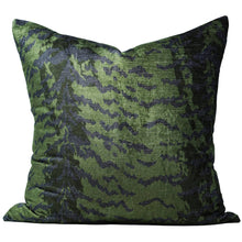 Load image into Gallery viewer, Bengal Tiger Stripes Pillow in Forest Green
