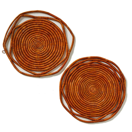 Amber Koho Raffia Chargers, Set of 2