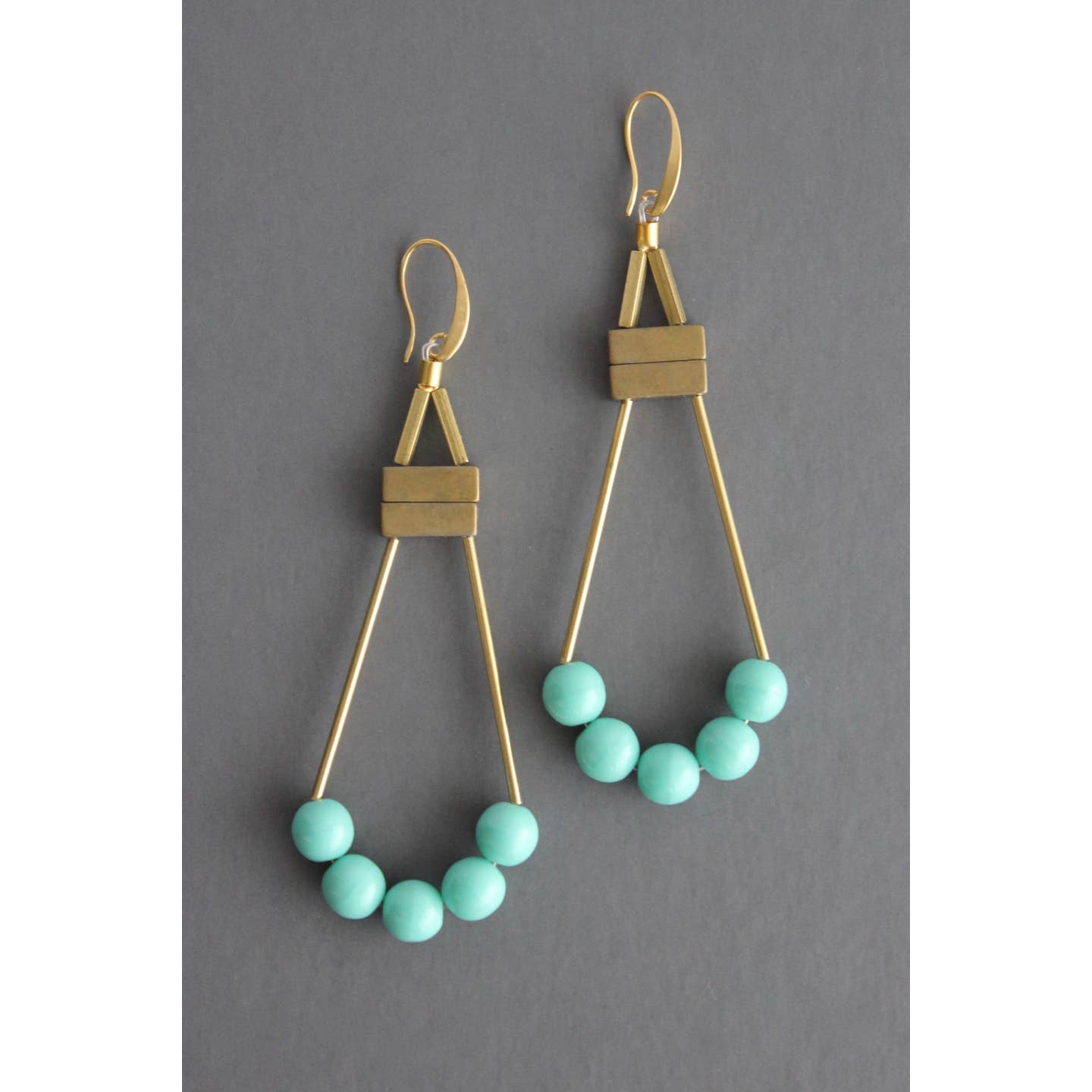 Geometric Earrings with Czech Glass and Hematite