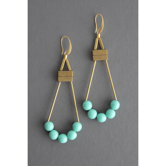 Geometric Earrings with Czech Glass and Hematite