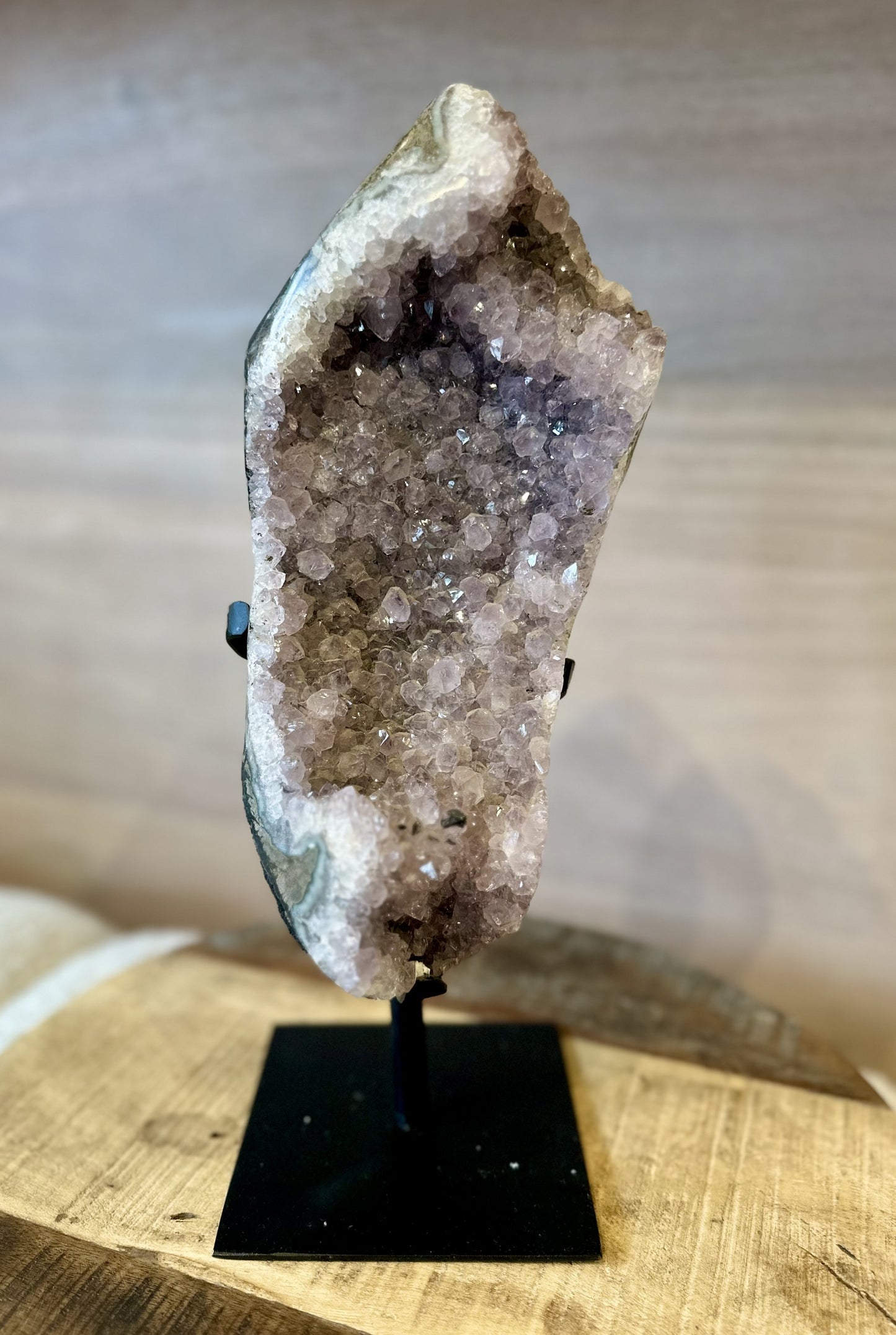 Polished Amethyst Druze on Iron Base