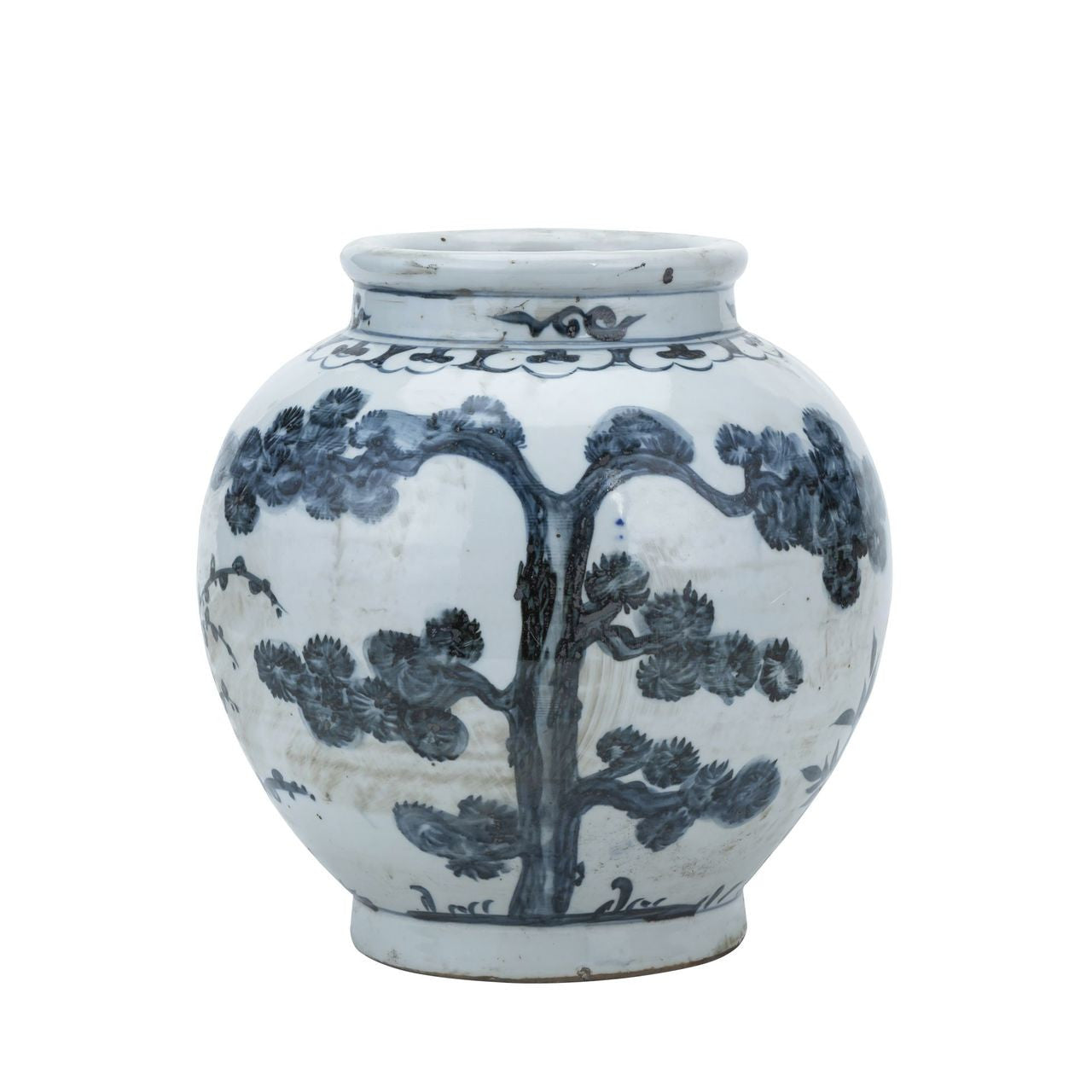 Small Blue & White Pine & Bamboo Jar