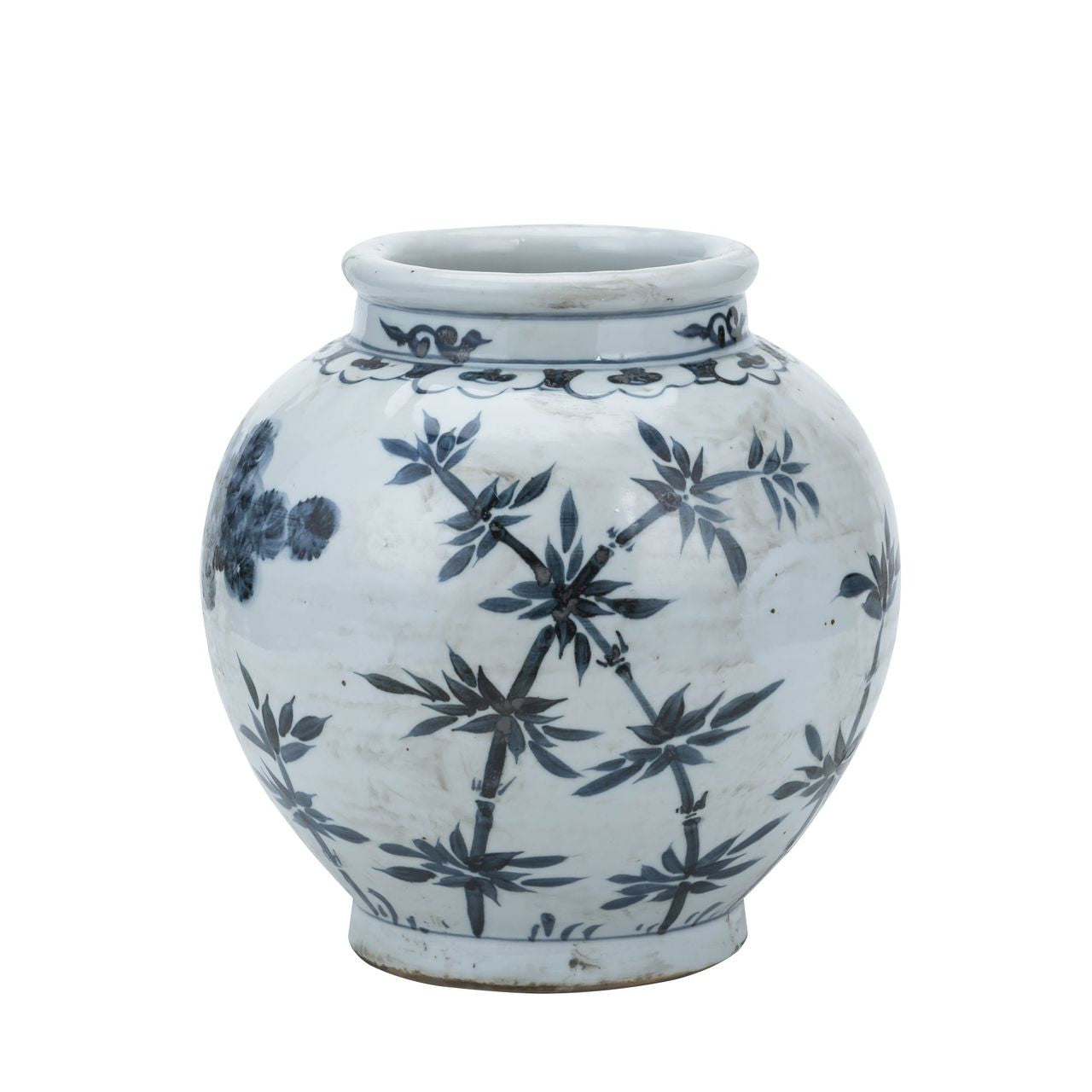 Small Blue & White Pine & Bamboo Jar
