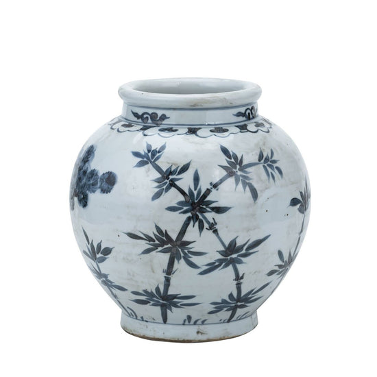 Small Blue & White Pine & Bamboo Jar