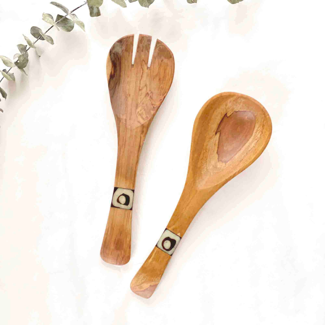 Olive Wood Serving Set - Small with Batik Inlay