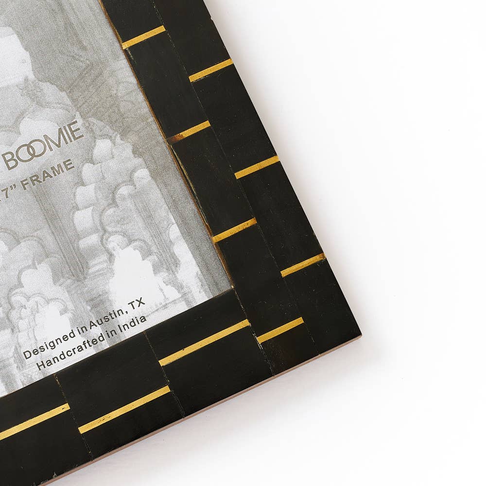 Andhera Dash 5x7 Black Picture Frame - Carved Horn, Brass