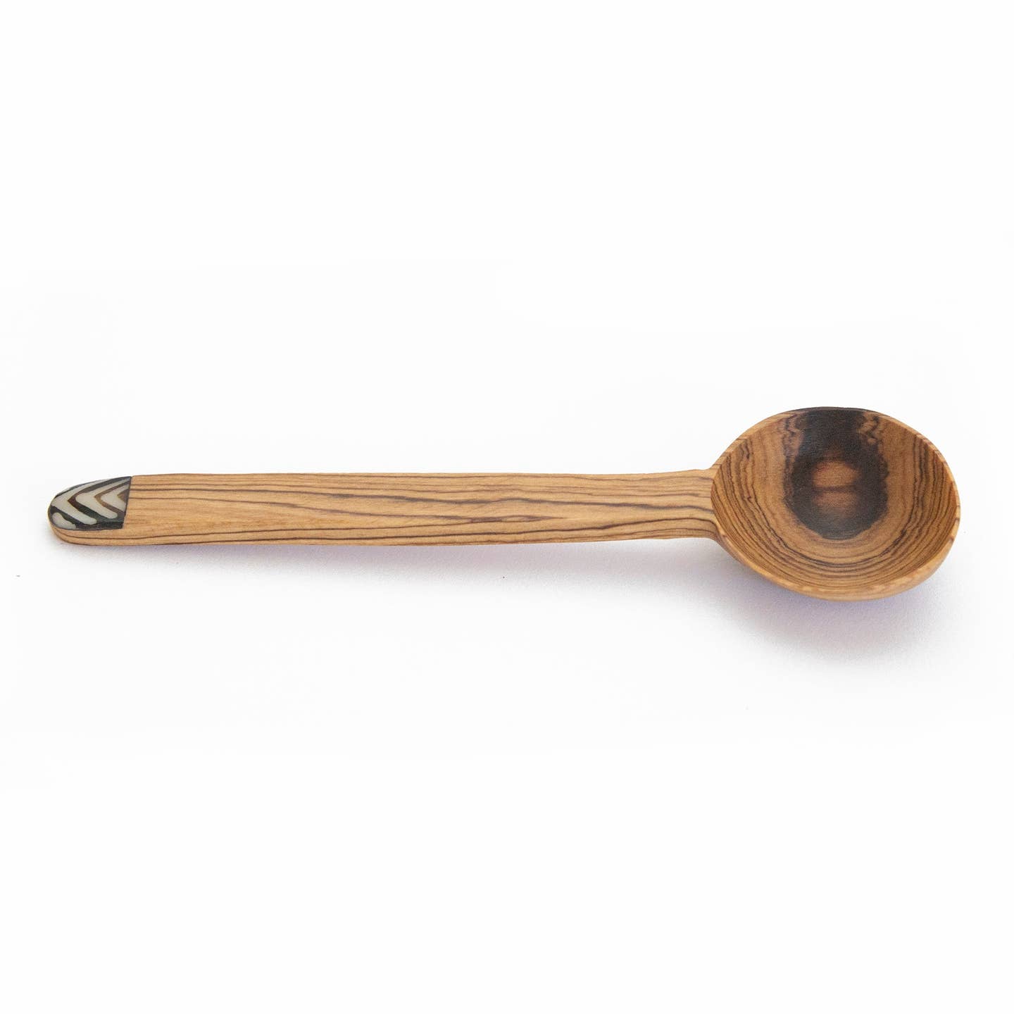 Olive Wood Coffee Scoop with Inlay Batik Bone Accent