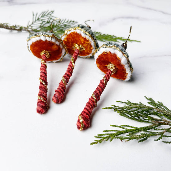 Glitter Mushroom Ornament - Blue and Red