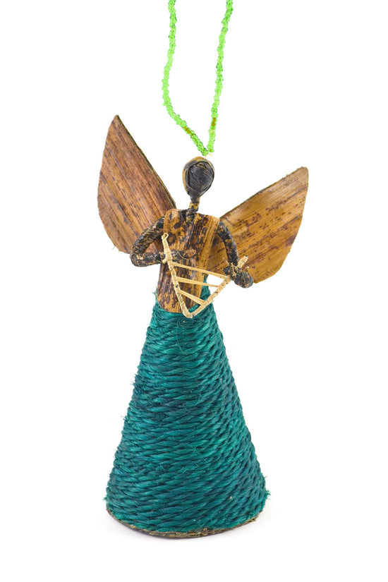 Small Green Sisal and Banana Fiber Angel