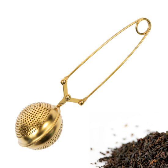Gold Snap Ball Tea Infuser - Stainless Steel Handle Strainer