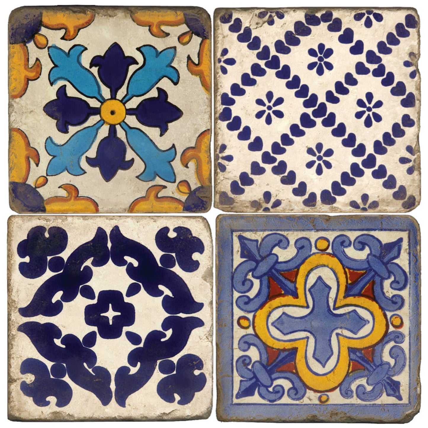 Mexican Tile II - Tumbled Marble Coasters