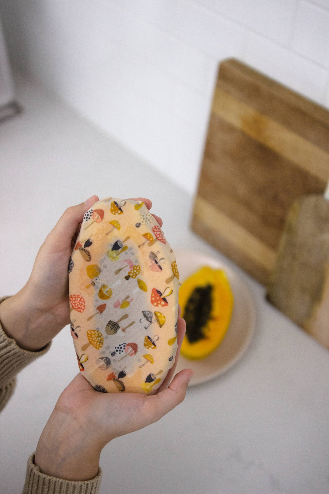 Beeswax Food Wraps: Blush Mushroom Set of 3
