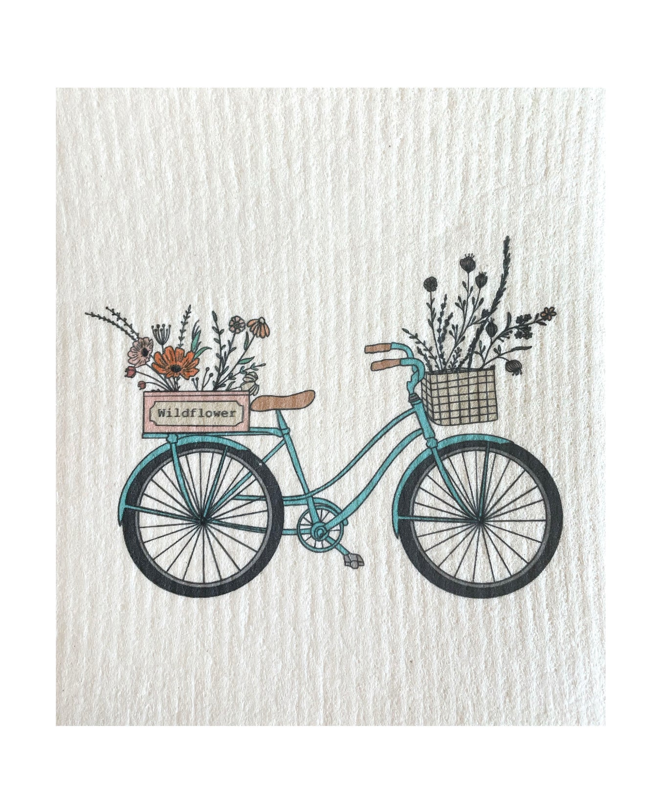 Bike with Wildflowers Swedish Dishcloth