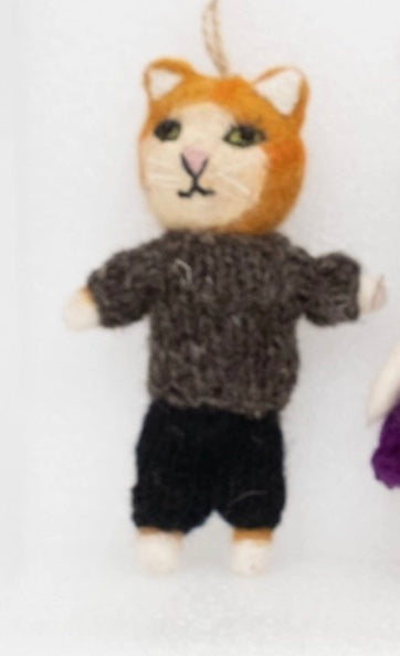 Dapper Cat Felt Ornaments