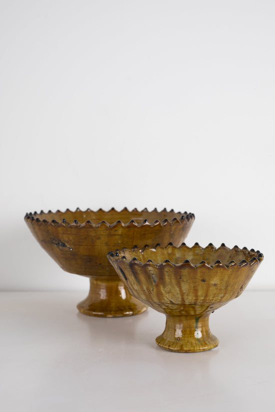 Moroccan Mustard Zig Zag Pedestal Bowl