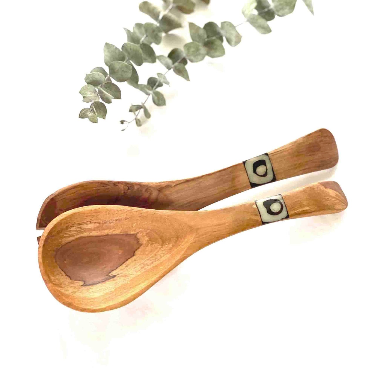Olive Wood Serving Set - Small with Batik Inlay