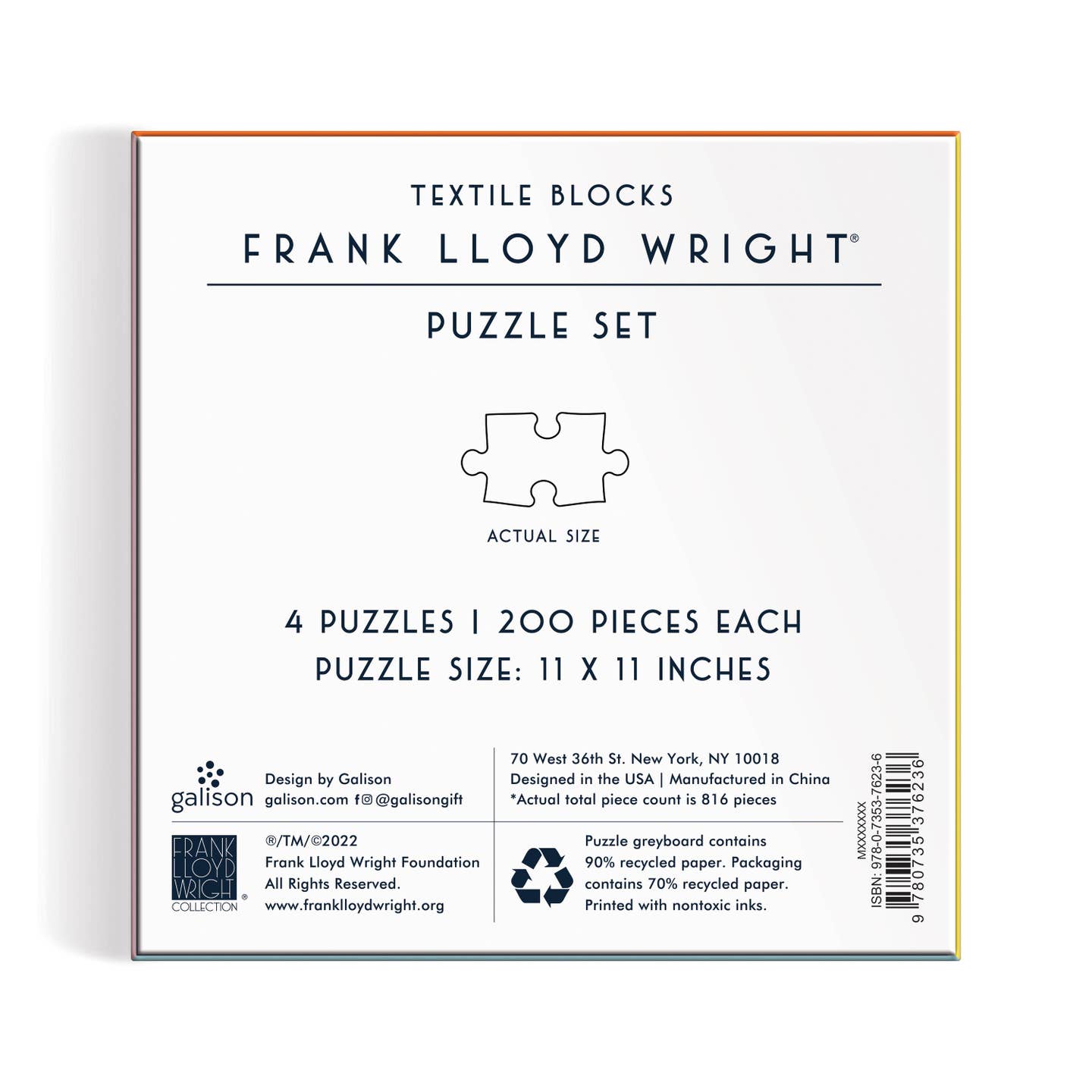 Frank Lloyd Wright Textile Blocks - Set of 4 Puzzles