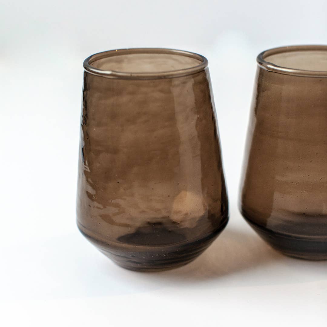 Handblown Hammered Glass Water Tumbler | Pair of 2