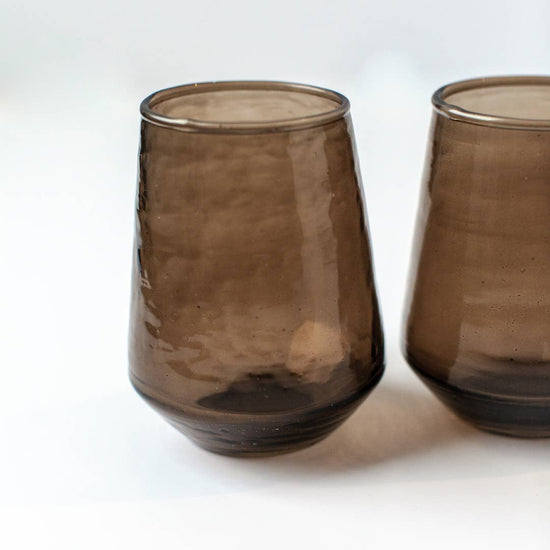 Handblown Hammered Glass Water Tumbler | Pair of 2