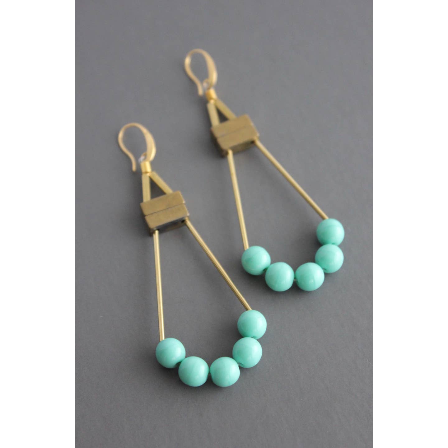 Geometric Earrings with Czech Glass and Hematite