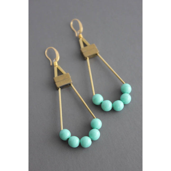 Geometric Earrings with Czech Glass and Hematite