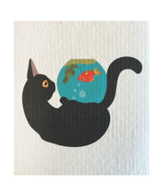 Load image into Gallery viewer, Cat Fish Bowl Swedish Dishcloth
