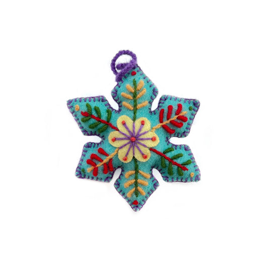 Colorful Embroidered Pointed Snowflake Christmas Ornament