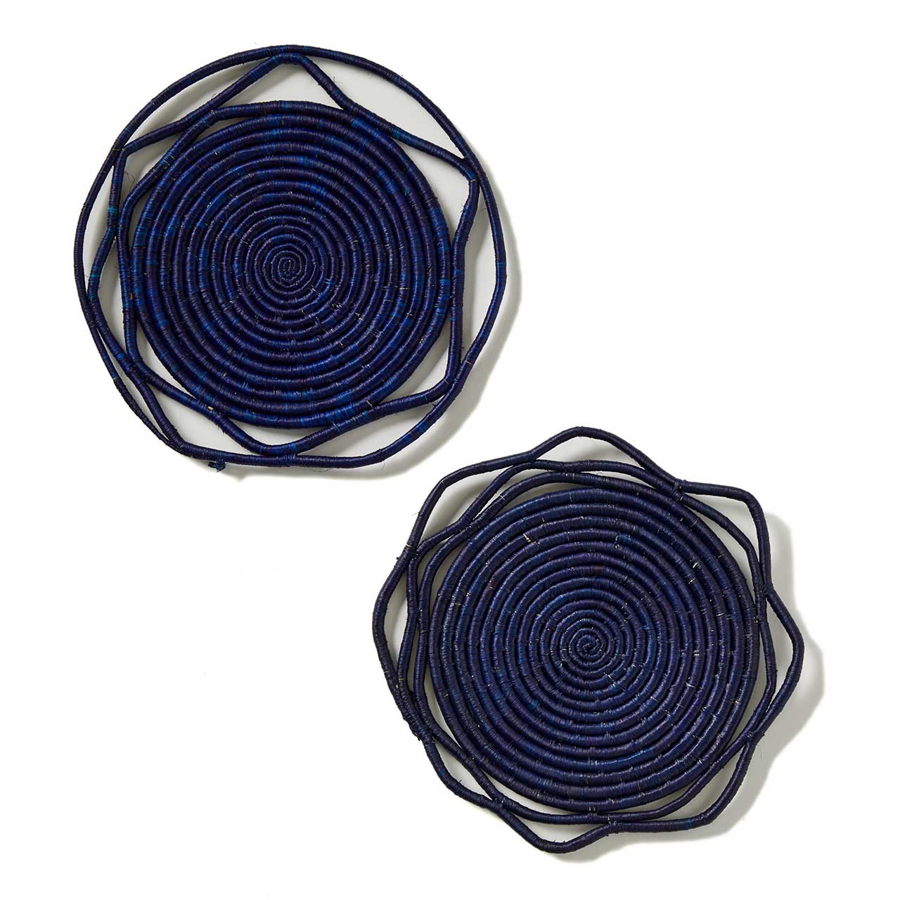 Indigo Koho Raffia Chargers - Set of 2
