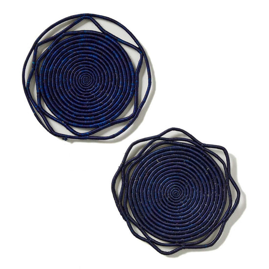 Indigo Koho Raffia Chargers - Set of 2