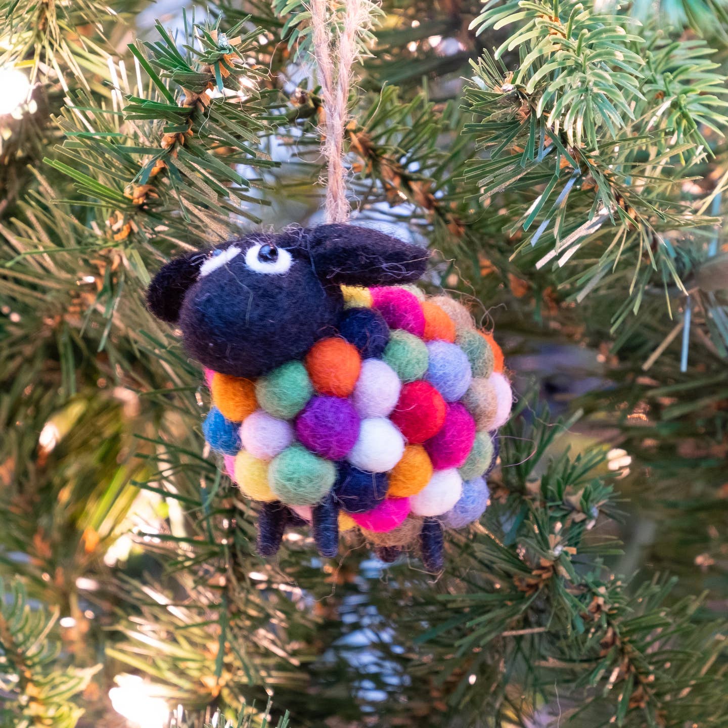 Felt Ornament Rainbow Ball Sheep