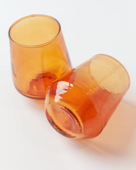 Handblown Hammered Glass Water Tumbler | Pair of 2