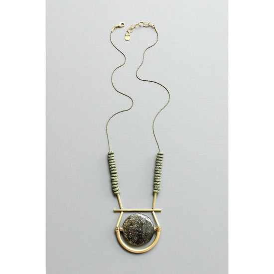 Black and Moss Geometric Pendant Necklace